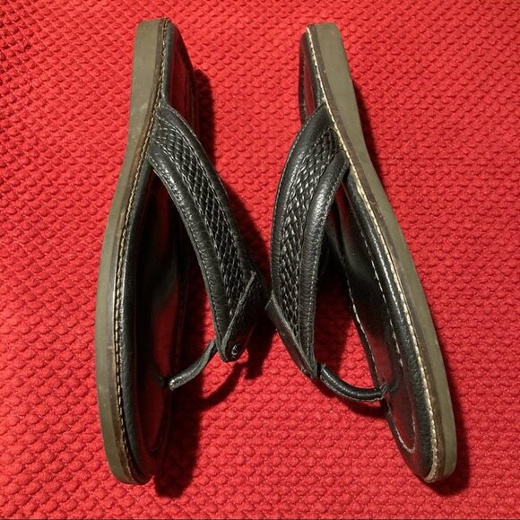 TOMMY BAHAMA Sz 10D Anchors Away Leather Thong Flip Flops Flat Shoes - Picture 7 of 11